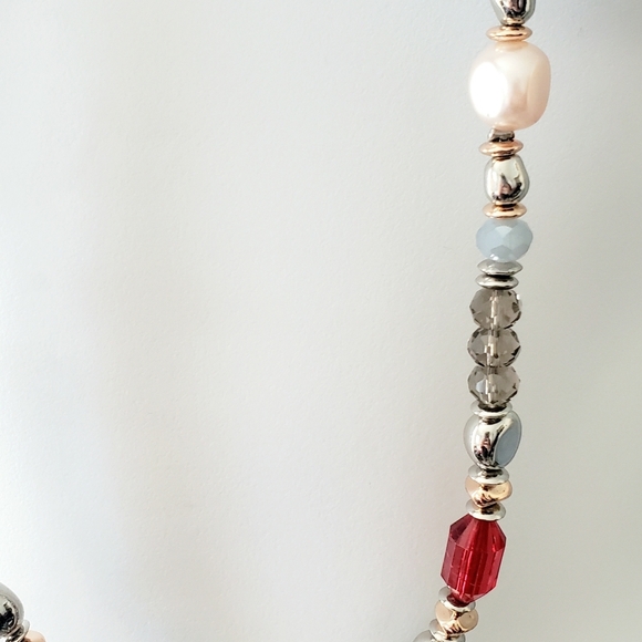 Chico's Multi Colored Beaded Double Strand Silvertone Necklace New with Tags - Picture 4 of 8